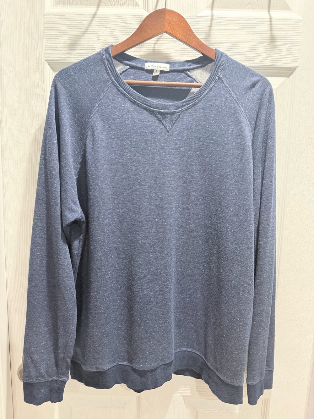 Peter Millar Navy Crewneck Sweatshirt – Men’s L Cotton Modal Blend - Picture 3 of 8